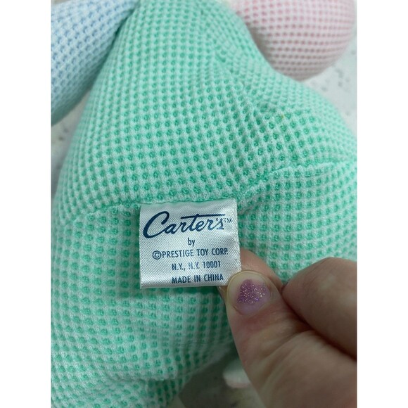 Vintage Carter’s Prestige Bunny Rabbit in Thermal Waffle Weave Fishing Plush Toy - Picture 8 of 9